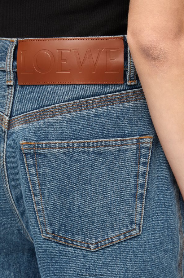 Loewe moterys anagramos apkarpyti džinsai iš džinsinio audinio vidutinio mėlynumo džinsas BZ26XN1203
