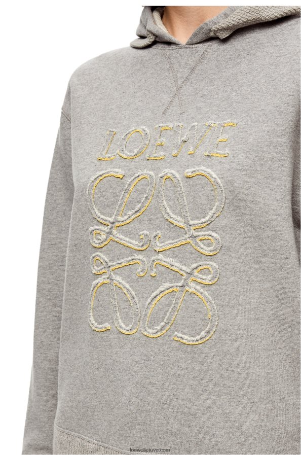 Loewe moterys „anagram“ įprasto stiliaus gobtuvas iš medvilnės pilkas melanžas BZ26XN826