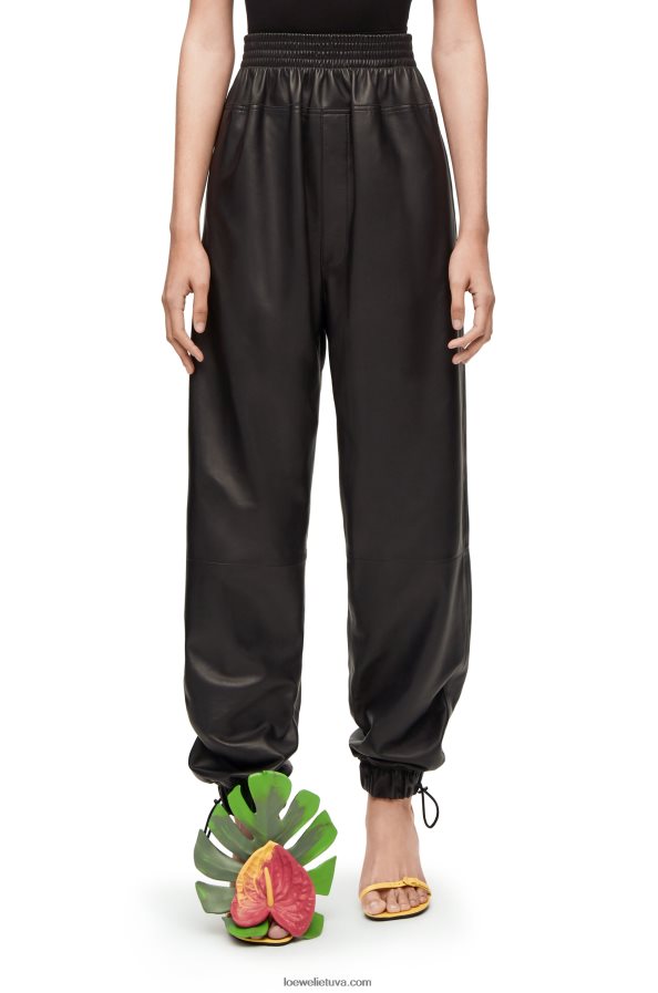 Loewe moterys elastinės kelnės iš nappa juodas BZ26XN1109