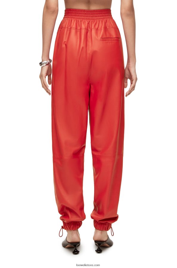Loewe moterys elastinės kelnės iš nappa raudona BZ26XN1108
