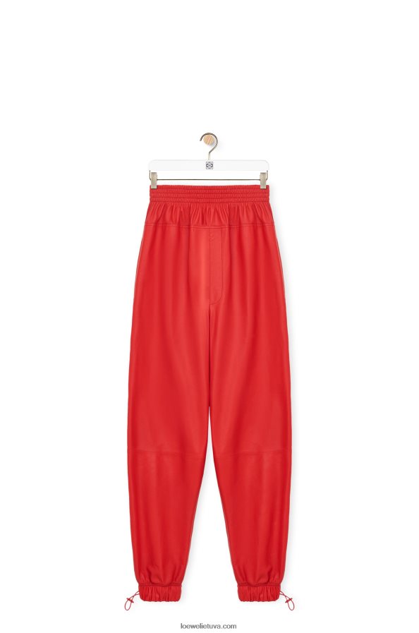 Loewe moterys elastinės kelnės iš nappa raudona BZ26XN1108
