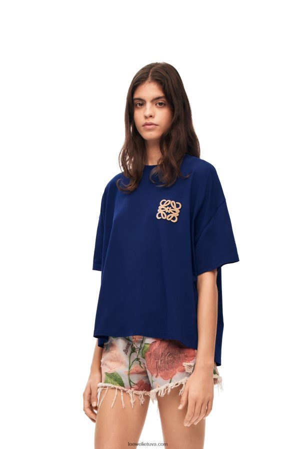 Loewe moterys anagram craft marškinėliai iš medvilnės indigo mėlyna BZ26XN794
