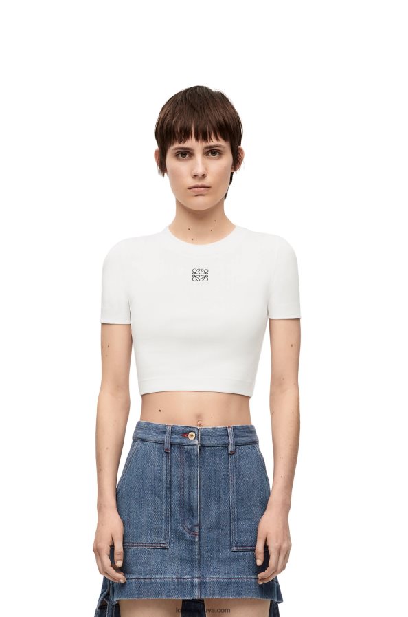 Loewe moterys apkarpytas medvilnės viršus baltas BZ26XN897