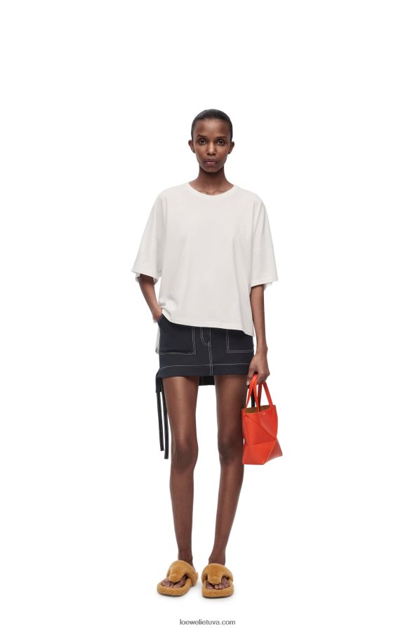 Loewe moterys „boxy fit“ marškinėliai iš medvilnės baltas BZ26XN800
