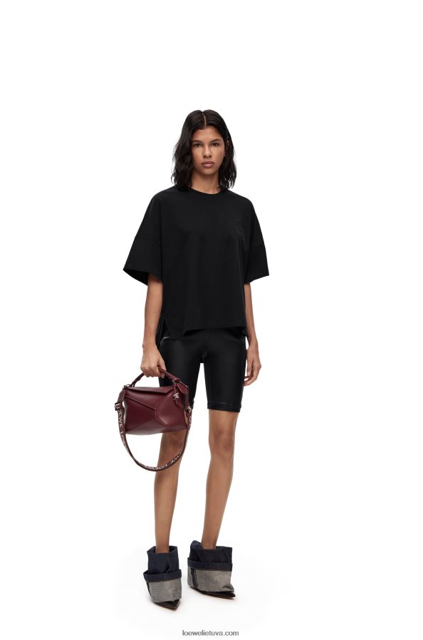 Loewe moterys „boxy fit“ marškinėliai iš medvilnės juodas BZ26XN823