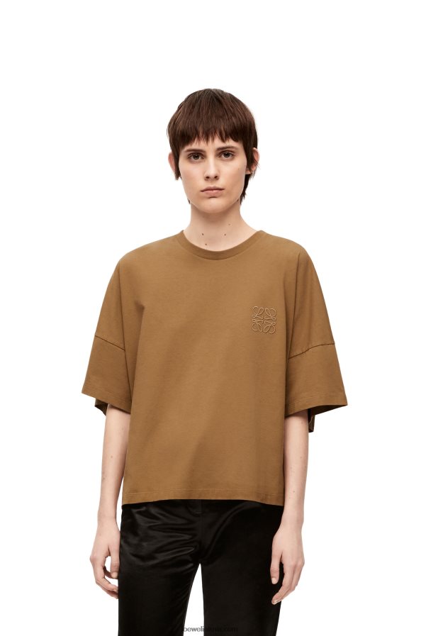 Loewe moterys „boxy fit“ marškinėliai iš medvilnės tamsus kupranugaris BZ26XN781