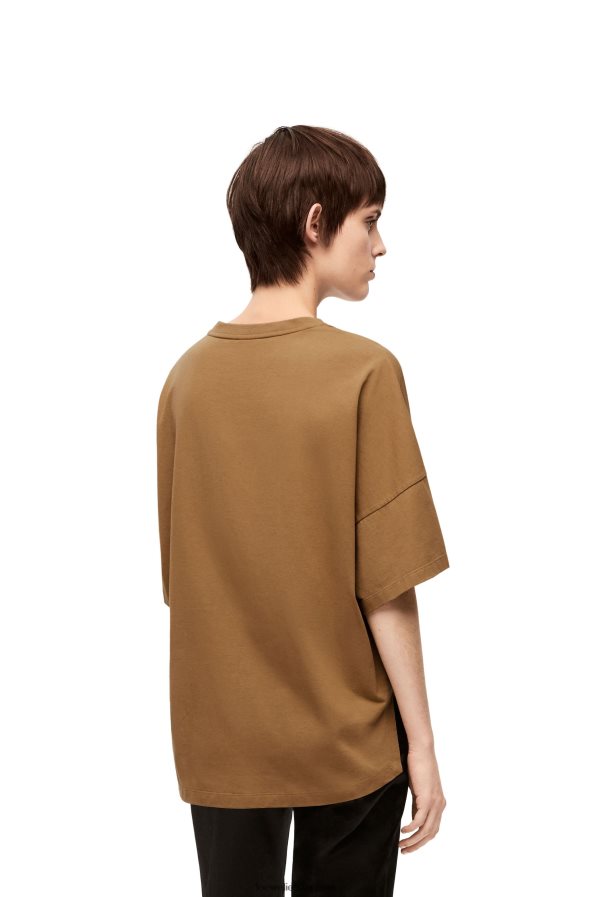 Loewe moterys „boxy fit“ marškinėliai iš medvilnės tamsus kupranugaris BZ26XN781