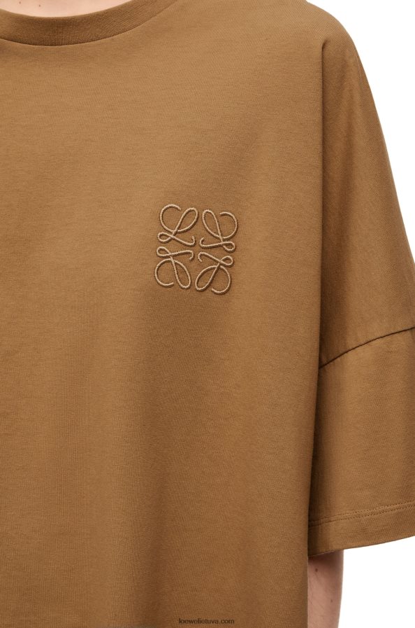 Loewe moterys „boxy fit“ marškinėliai iš medvilnės tamsus kupranugaris BZ26XN781