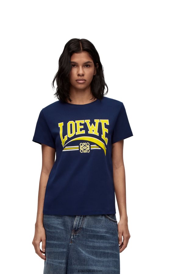 Loewe moterys marškinėliai iš medvilnės tamsiai mėlyna BZ26XN837