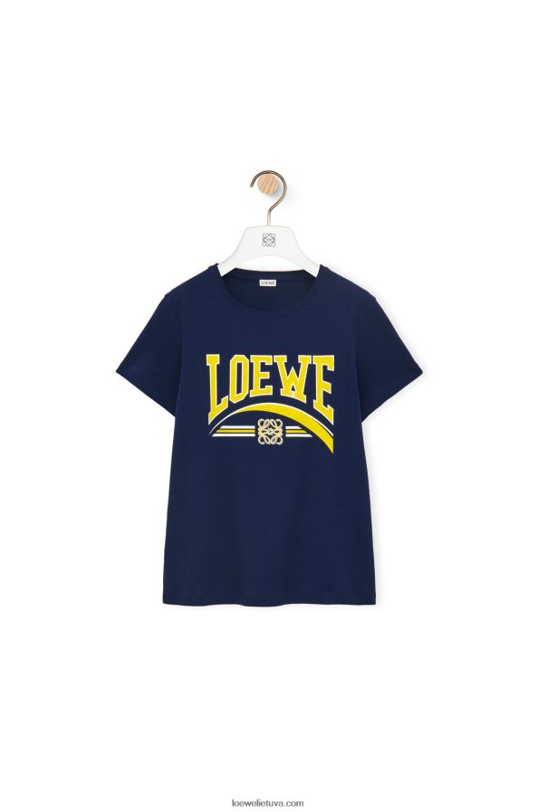 Loewe moterys marškinėliai iš medvilnės tamsiai mėlyna BZ26XN837
