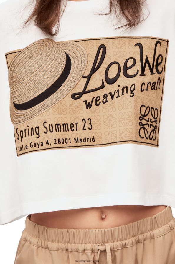 Loewe moterys medvilniniai marškinėliai su skrybėlėmis baltas BZ26XN792