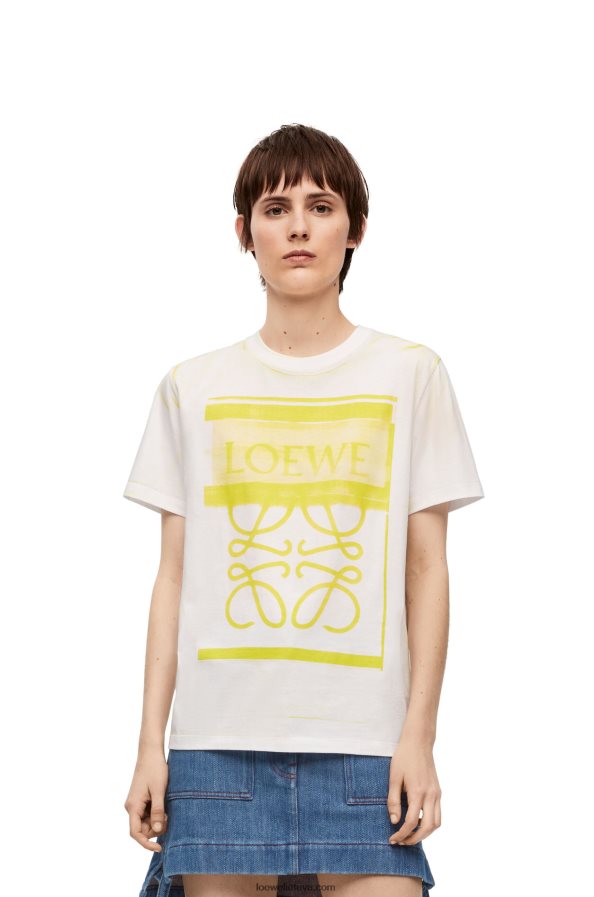 Loewe moterys įprastiniai medvilniniai marškinėliai balta/geltona BZ26XN772