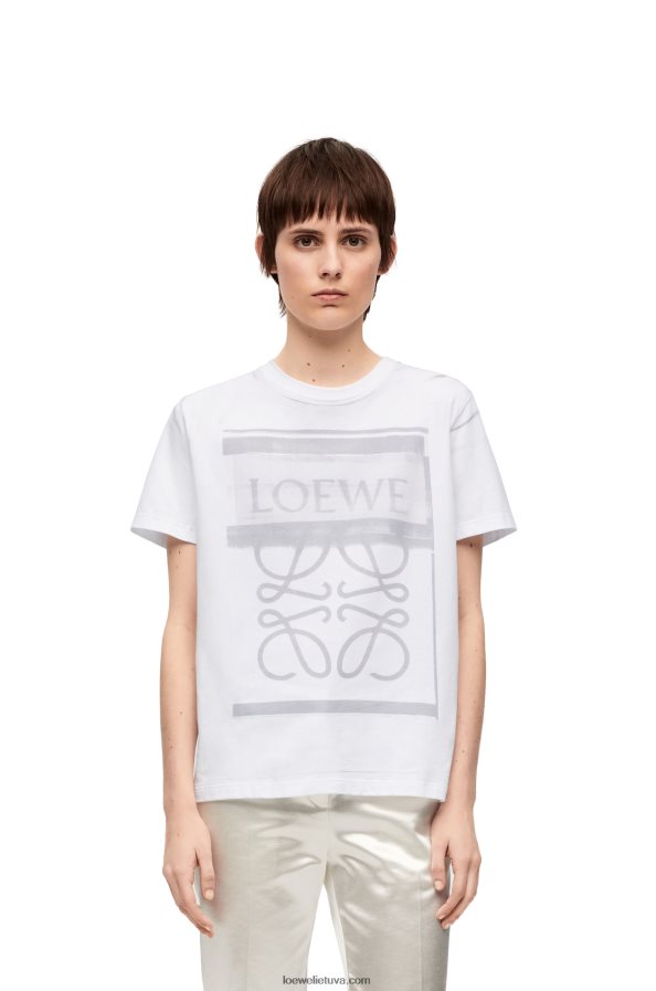 Loewe moterys įprastiniai medvilniniai marškinėliai balta/pilka BZ26XN770