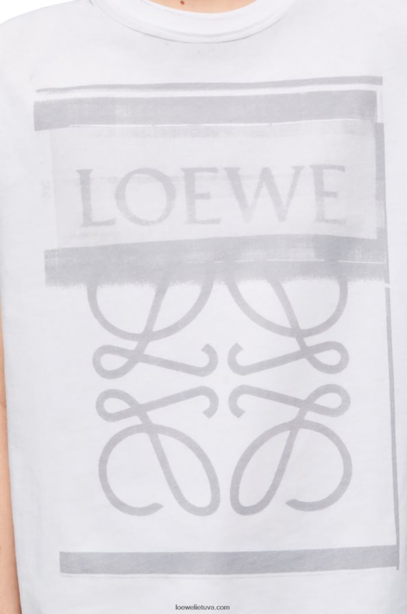 Loewe moterys įprastiniai medvilniniai marškinėliai balta/pilka BZ26XN770