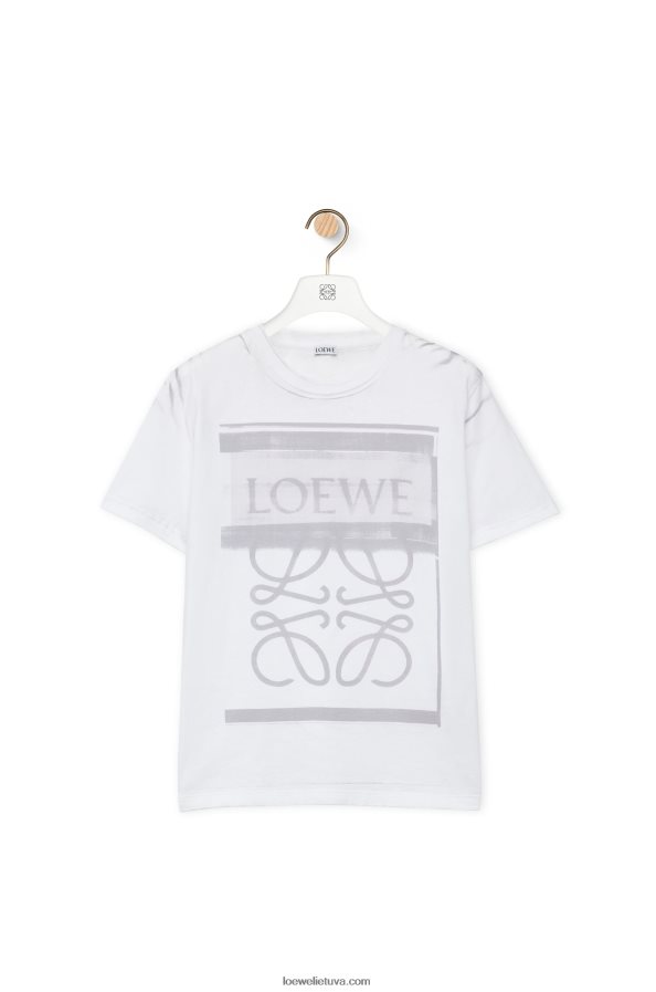 Loewe moterys įprastiniai medvilniniai marškinėliai balta/pilka BZ26XN770