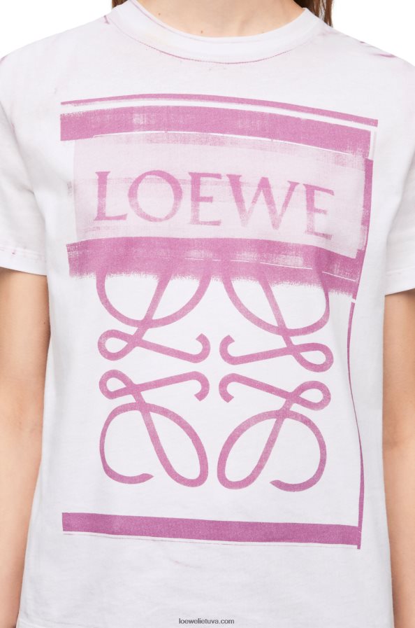 Loewe moterys įprastiniai medvilniniai marškinėliai balta/rožinė daugiaspalvė BZ26XN771