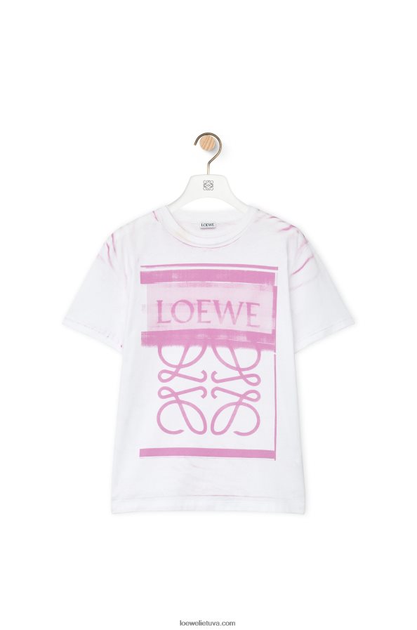 Loewe moterys įprastiniai medvilniniai marškinėliai balta/rožinė daugiaspalvė BZ26XN771