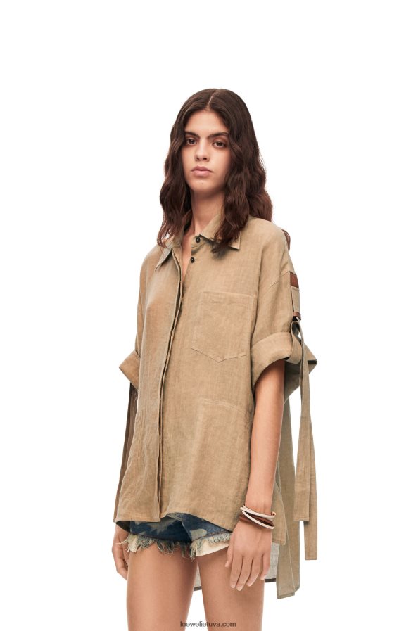 Loewe moterys lininiai darbo marškiniai taos taupe BZ26XN863