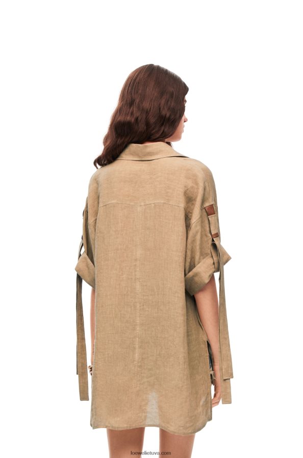Loewe moterys lininiai darbo marškiniai taos taupe BZ26XN863