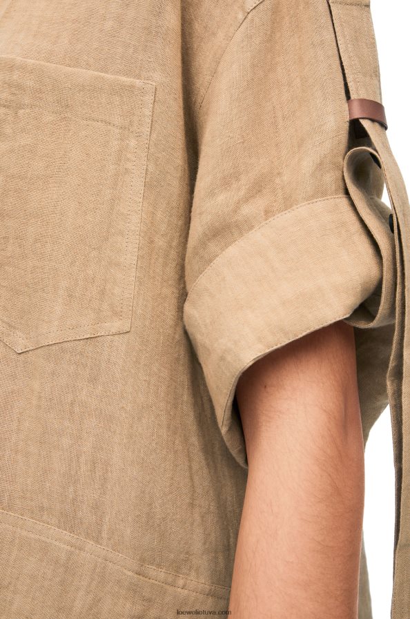 Loewe moterys lininiai darbo marškiniai taos taupe BZ26XN863