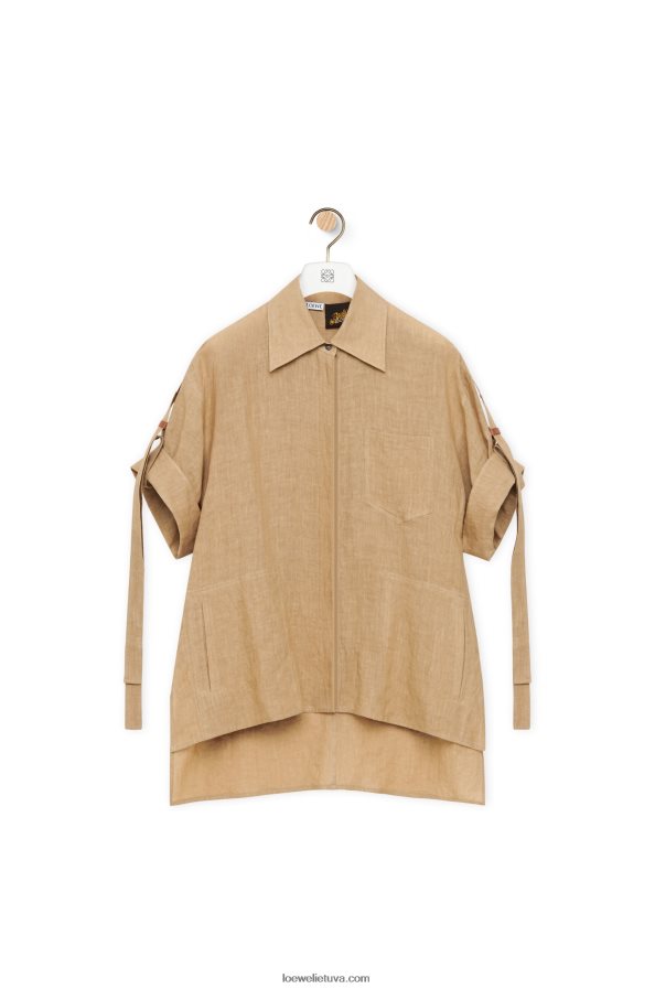 Loewe moterys lininiai darbo marškiniai taos taupe BZ26XN863
