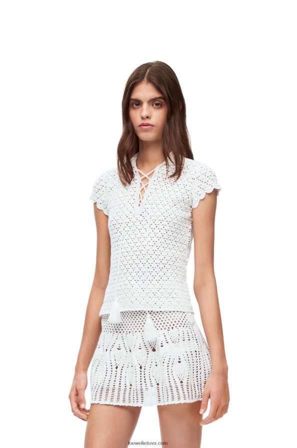 Loewe moterys nertas medvilninis polo viršus baltas BZ26XN874