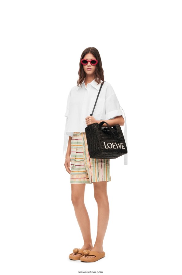 Loewe moterys trumpinti medvilniniai darbo marškiniai baltas BZ26XN877