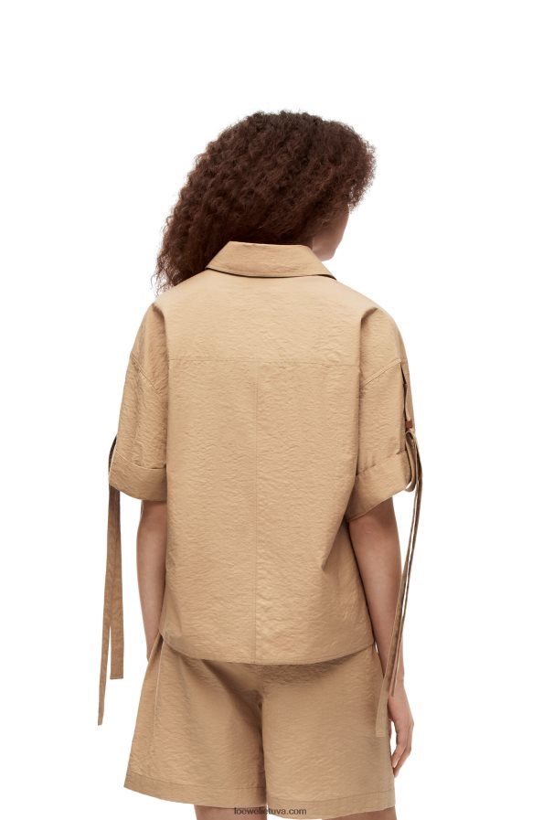 Loewe moterys trumpinti medvilniniai darbo marškiniai taos taupe BZ26XN864
