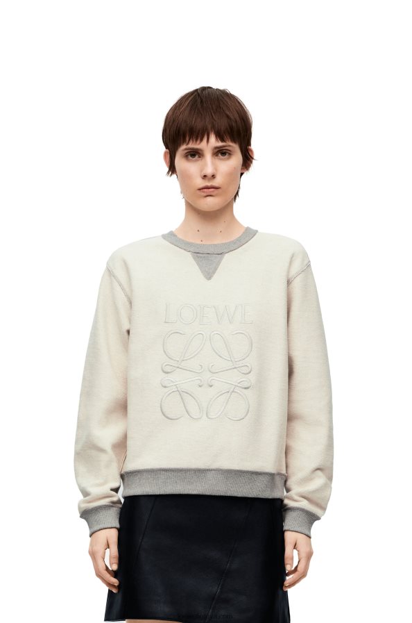 Loewe moterys „anagram“ įprasto stiliaus megztinis iš medvilnės pilkas melanžas BZ26XN825