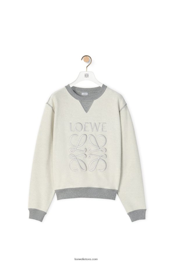 Loewe moterys „anagram“ įprasto stiliaus megztinis iš medvilnės pilkas melanžas BZ26XN825