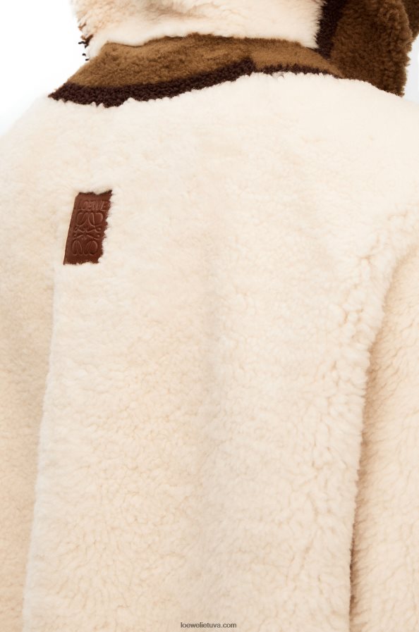 Loewe moterys kirpimo striukė su gobtuvu beveik baltas/rudas BZ26XN1126
