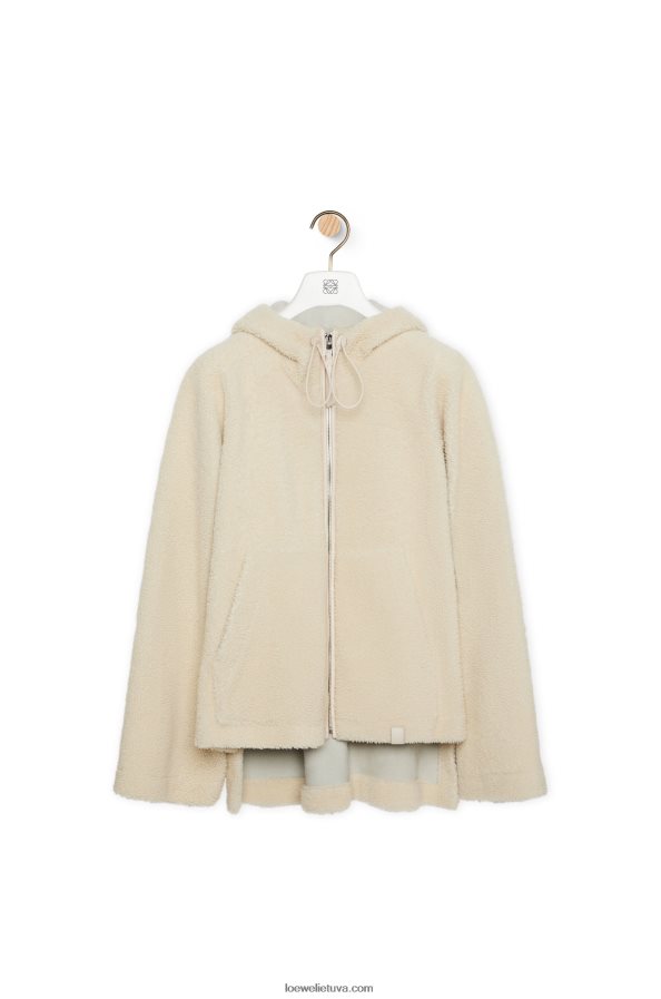 Loewe moterys kirpimo striukė su gobtuvu dramblio kaulo BZ26XN1127