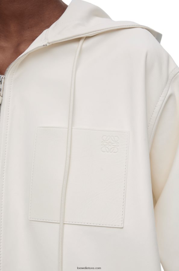 Loewe moterys striukė su gobtuvu iš nappos avinėlio odos baltas BZ26XN1105