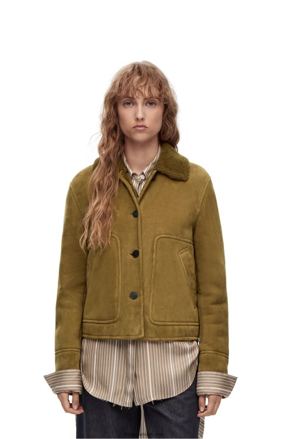 Loewe moterys trumpa kirpimo striukė chaki žalia BZ26XN1125