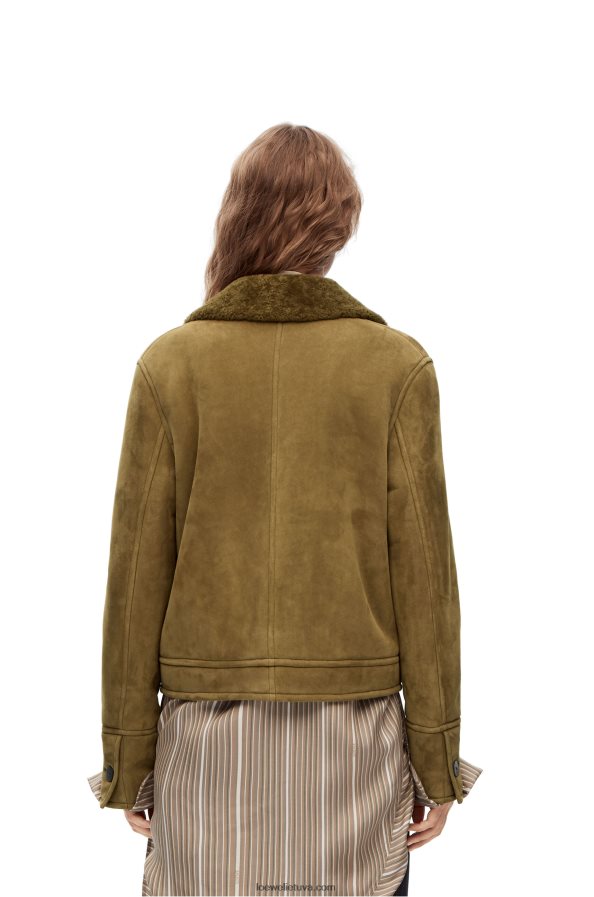 Loewe moterys trumpa kirpimo striukė chaki žalia BZ26XN1125