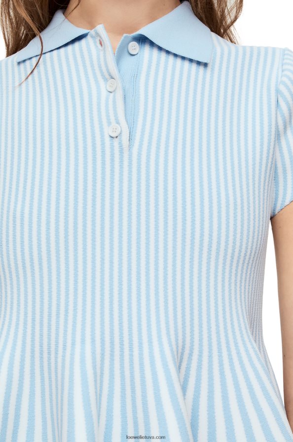 Loewe moterys Dryžuota mini suknelė iš viskozės mišinio kūdikio mėlyna/balta BZ26XN1081