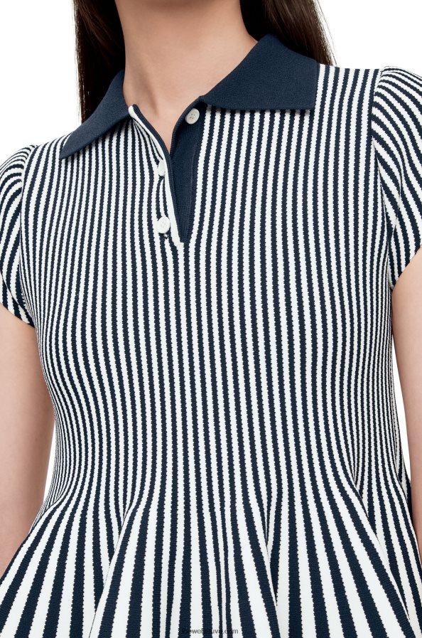Loewe moterys Dryžuota mini suknelė iš viskozės mišinio tamsiai/balta BZ26XN1063