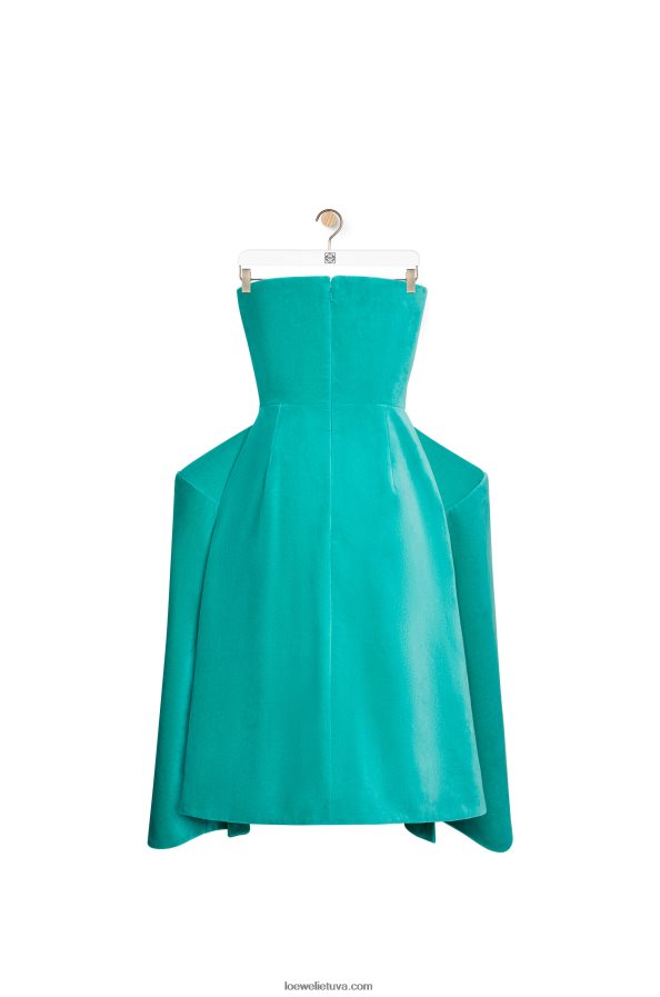 Loewe moterys Peplum bustier suknelė iš medvilninio aksomo karibų mėlyna BZ26XN1064