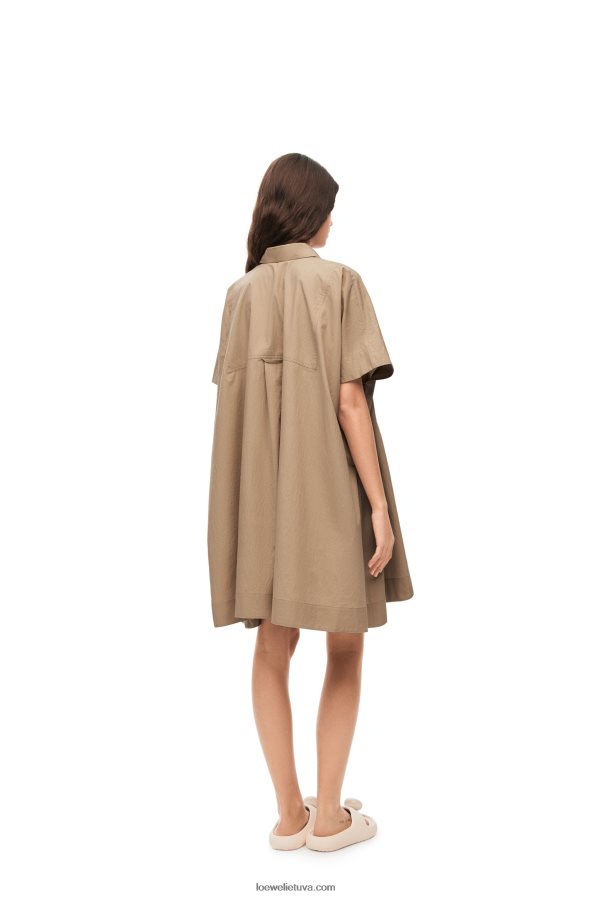 Loewe moterys anagraminė tunika medvilnės suknelė taos taupe BZ26XN1050