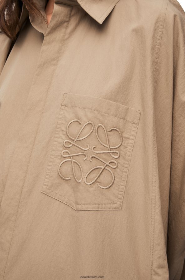 Loewe moterys anagraminė tunika medvilnės suknelė taos taupe BZ26XN1050