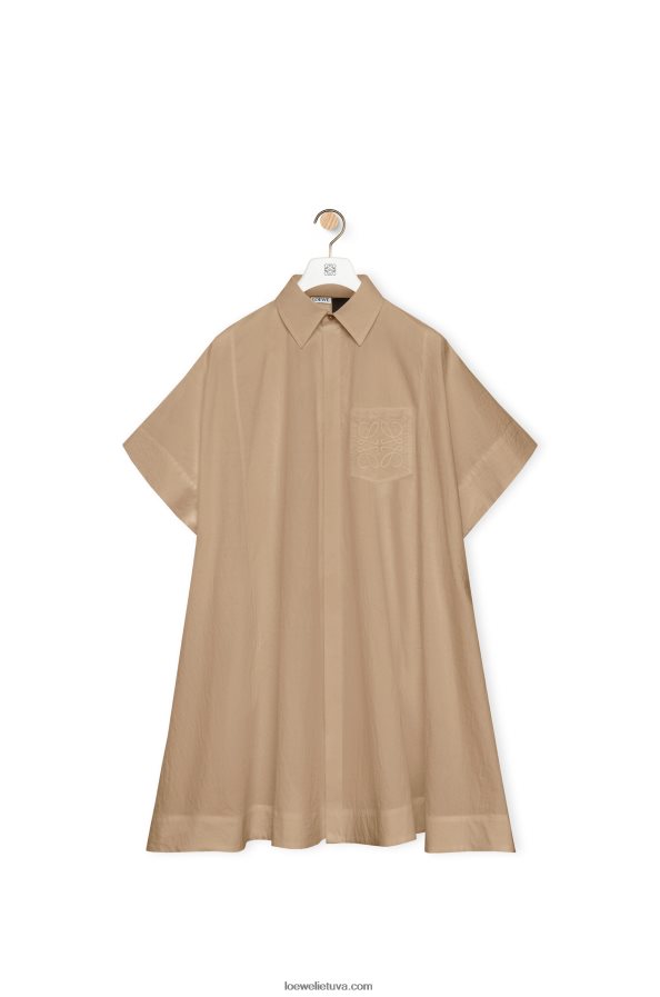 Loewe moterys anagraminė tunika medvilnės suknelė taos taupe BZ26XN1050