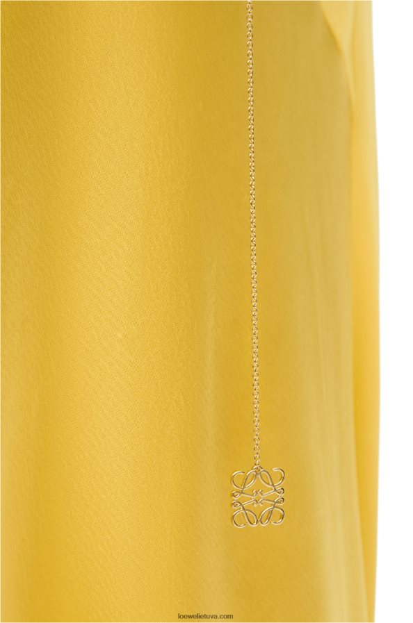 Loewe moterys asimetrinė satino ir krepo suknelė geltona BZ26XN1097