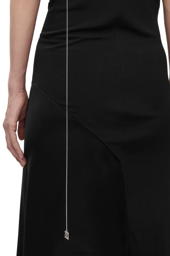 Loewe moterys asimetrinė satino ir krepo suknelė juodas BZ26XN1098
