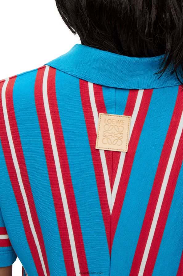 Loewe moterys dryžuota medvilnės polo suknelė raudona Melyna BZ26XN1102