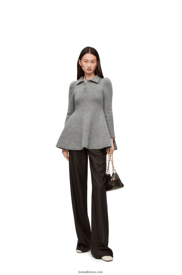 Loewe moterys mini suknelė iš kašmyro ir moherio pilka BZ26XN1082