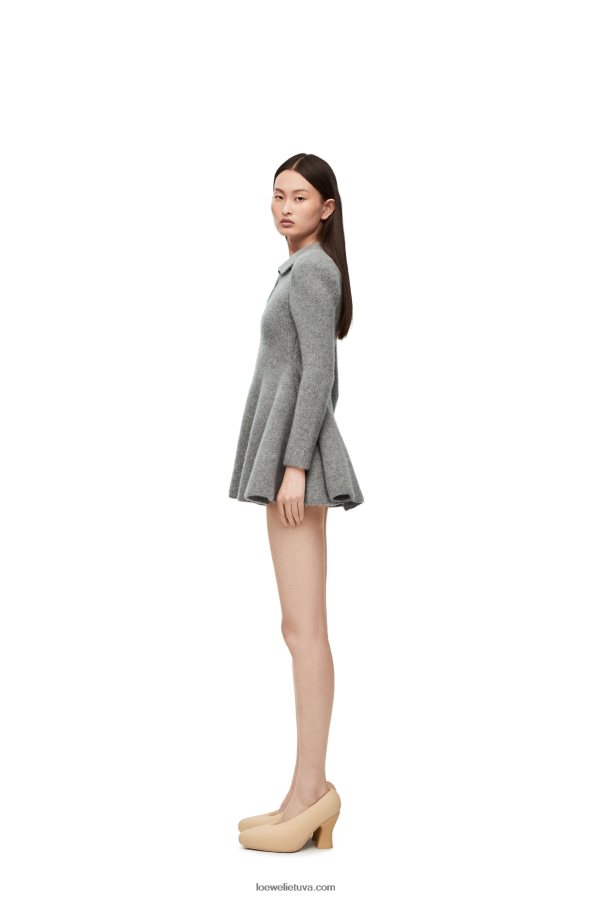 Loewe moterys mini suknelė iš kašmyro ir moherio pilka BZ26XN1082