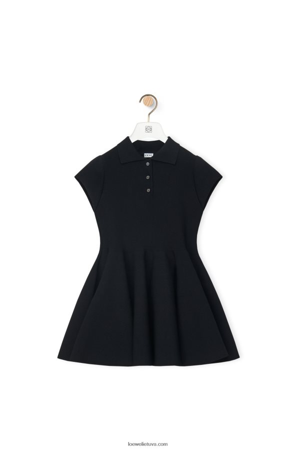 Loewe moterys mini viskozės mišinio trikotažo suknelė juodas BZ26XN1079