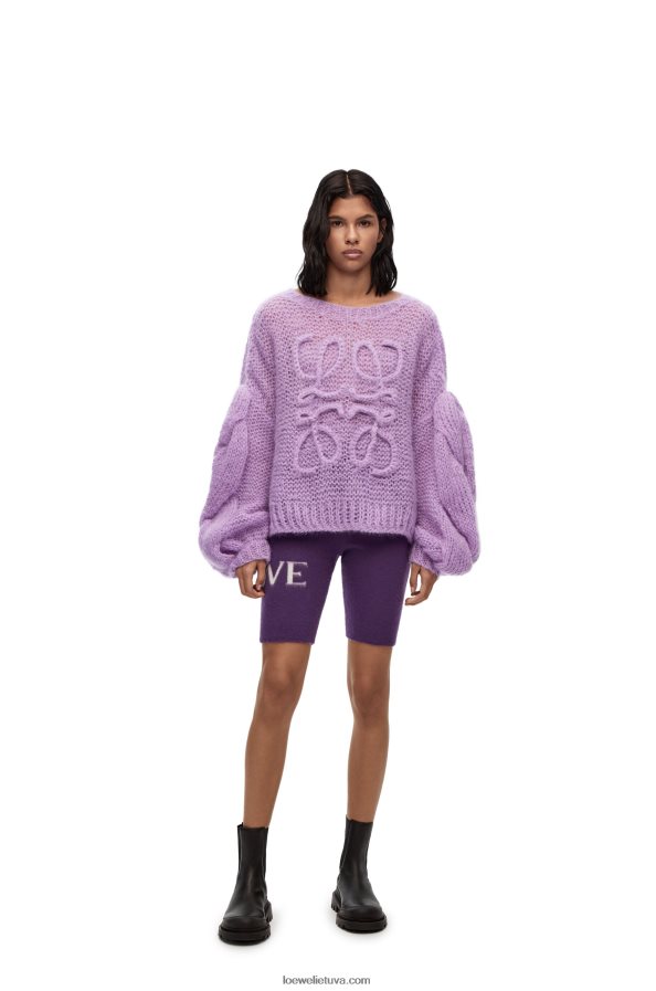 Loewe moterys anagraminis megztinis iš moherio parmos violetinė BZ26XN1019