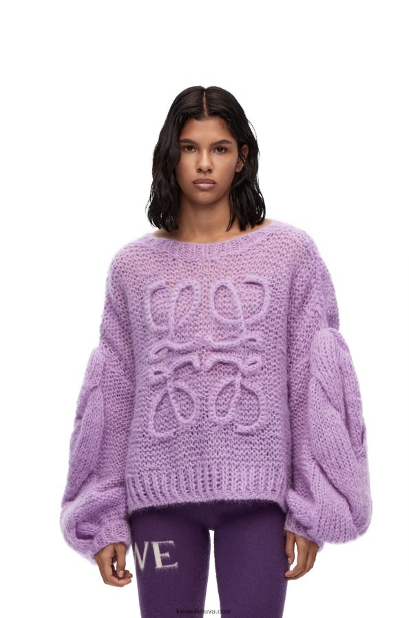 Loewe moterys anagraminis megztinis iš moherio parmos violetinė BZ26XN1019