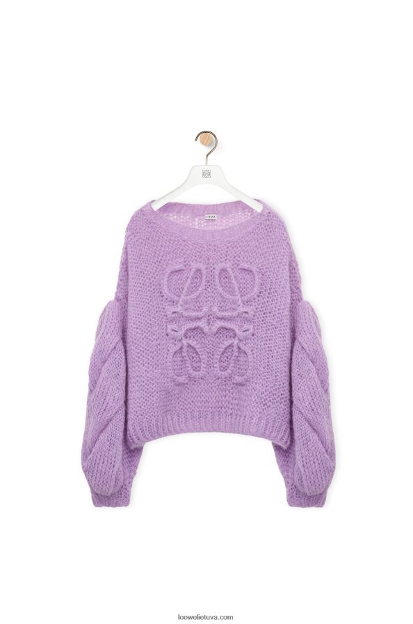 Loewe moterys anagraminis megztinis iš moherio parmos violetinė BZ26XN1019